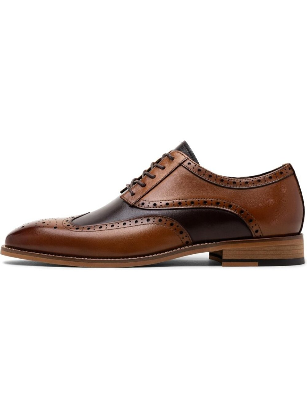 Men's Block Brown Lace LaTeX Insoles Classic Oxford Business Formal Dress Shoes